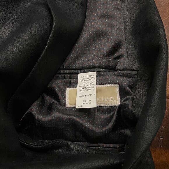 Michael Kors NWT Faux Suede Casual Blazer Black Poly Blend Men's Size 46R - Picture 7 of 7